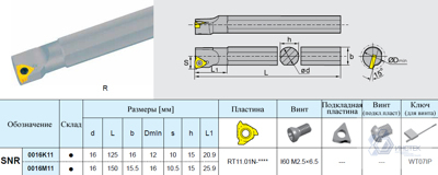 Державка резьбонарезная SNR0016K11